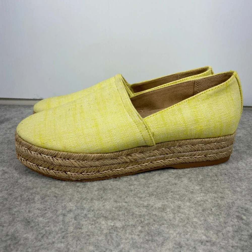 Naturalizer Thea Platform Espadrille Slip On Shoes Yellow‎ Linen Womens 7.5